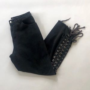 Honey punch lace up black denim